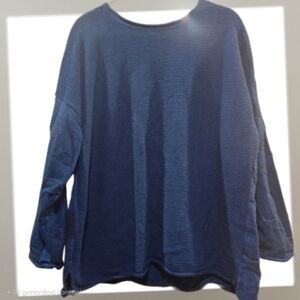 G9C United Knitwear Mixed-Media Sweater | Sculptural Navy Blue | Size Large